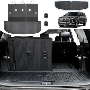 Cargo Mat with Seat Back Cover for 2020-2025 Hyundai Palisade All Weather TPE Full Set Cargo Liners for 2024 2025 Hyundai Palisade Accessories (Include Lower Trunk Mat)