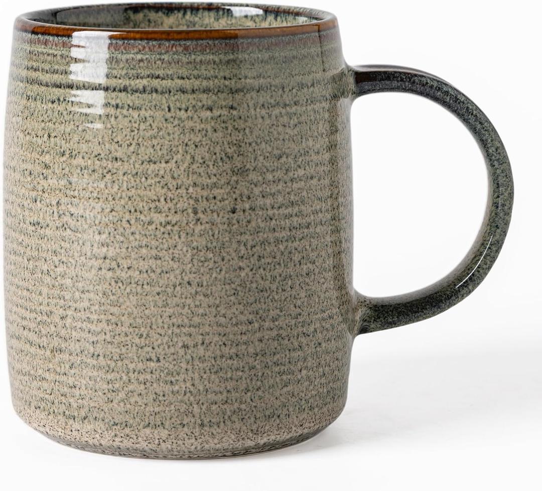 Ceramic Coffee mugs, 22 oz, Extra Large Mugs, Big Tea Cups, Large Handle, Pottery Mugs, Big Belly, Transmutation GlazeWide Bottom, Stripe Pattern, Microwave and Dishwasher Safe. (Gray)