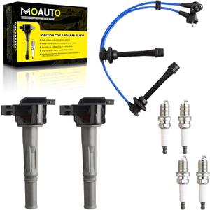 Set of 2 Ignition Coils Pack 90919-02213 UF170 & 4 PCS Iridium Spark Plugs with Wire Set Compatible with Toyota Paseo 1996-1999 Tercel 1995-1999 1.5L L4
