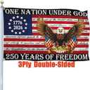 3 Ply 250th Anniversary USA Flag 250 Year American Anniversary Flag Patriotic 4th of July Yard American Flags for Outside 3x5 Ft Double Sided Outdoor Merchandise Banner Decorations