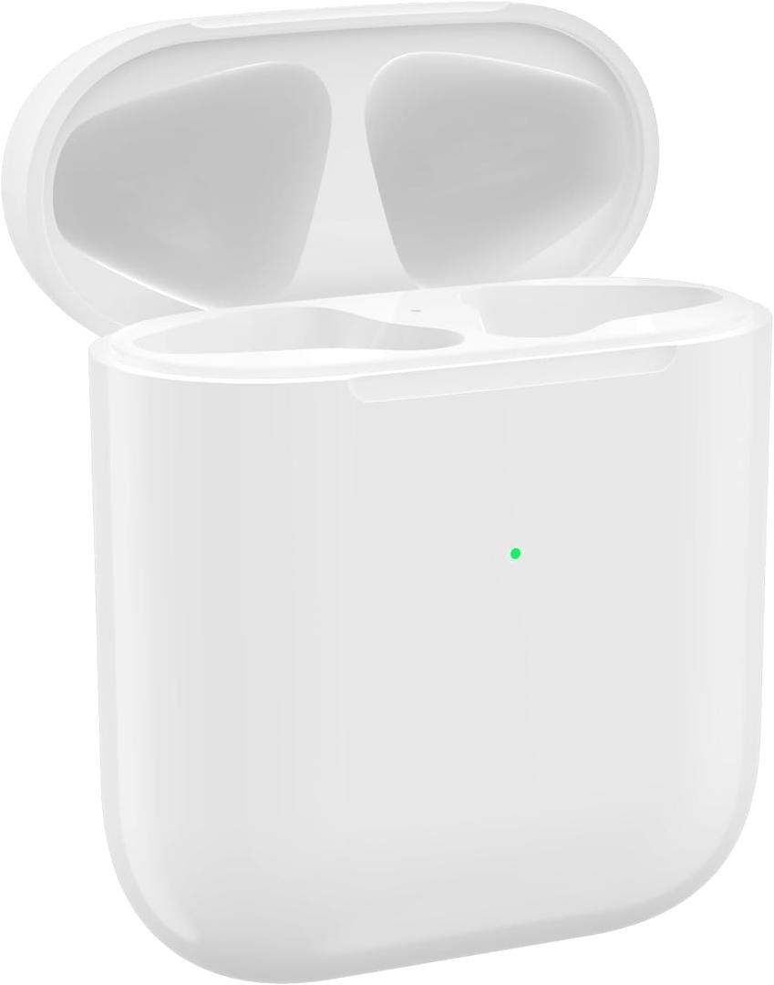 Wireless Charging Case for AirPods 1/2 Generation, Compatible with Air Pods 2nd Charging Case Replacement, Support Pairing and Sync, Without Earbuds (White)