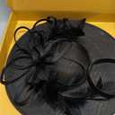 dressfan Fascinator Hats for Women,Linen Vintage Feather Headwear for Derby/Church/Wedding/Cocktail/Tea Party (Black)