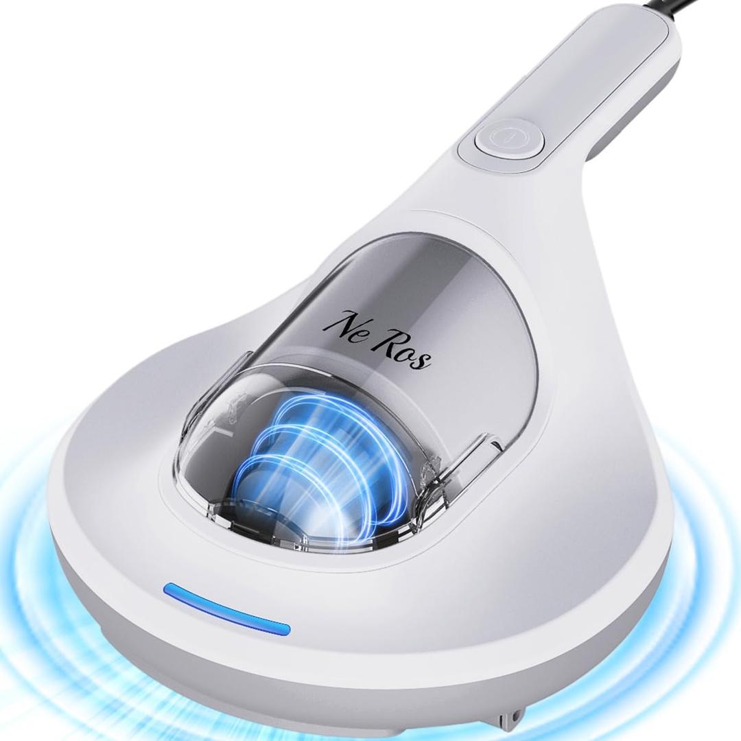 Bed Vacuum Cleaner Mattress Vacuum with 253.7nm UV-C Light & 12kpa Suction, Anti-Allergen Vacuum Cleaner High Frequency Beating & True Hepa, Deep Cleaning Remove dust & pet Hair, NR003