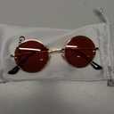 Gleyemor Polarized Round Sunglasses for Men Women Hippie Small Circle Glasses Red Yellow Lenses (01 Gold/Clear Red)