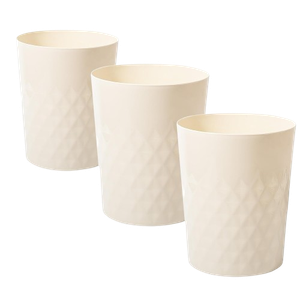 3 Pack Small Trash Can Bathroom Garbage Bin Round Plastic Waste Basket for Kitchen, Bedroom, Office, College Dorm, Craft Room, Beige