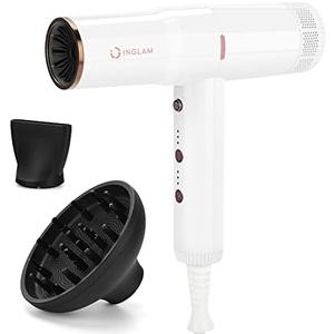 Hair Dryer, IG INGLAM Professional 110,000 RPM High Speed Blow Dryer, Negative Ion Low Noise 3 Heat Settings & 3 Speed & Cold Settings, Lightweight for Travel Home Salon Ionic Hair Dryer