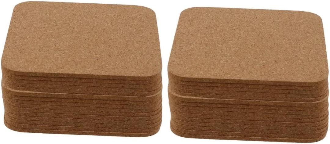 30pcs Reusable Square Cork Coasters for Drinks Natural Insulation Pad for Mugs and Cups Non-Slip Tabletop Protectors for Home Office and Events (10X10X0.3CMx2pcs)