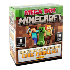 Panini Minecraft Mega Box  Official Trading Cards, 72 Cards per Box, Exclusive Foil Parallels, Rare Inserts, Great Gift for Kids & Gamers