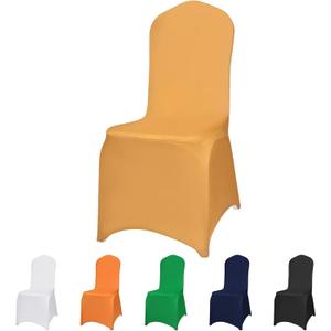 Banquet Chair Covers - 1PC Upgraded Stretch Dining Chair Covers - Protector for Wedding Holidays Banquet Party Celebration Event Hotel (Gold)