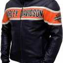 Men Victory Lane Motorcycle Jacket  Black Biker Style HD Leather Jacket (Large)