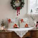 Christmas Cardinal Pillow Covers 18x18 Set of 2, Watercolor Red Bird on Branch Winter Decor Throw Pillowcases Double Sided Printing Cushion Covers for Couch Bed Holiday Farmhouse