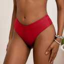 geluboao Women's Bikini Bottom Sexy V Cut High Cut Swimsuit High Waisted Bathing Suit Bottoms (Red, M)