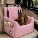 ALL GOOD PET SUPPLIES Dog Car Seat for Small/Medium Dogs Under 35lbs, Soft Booster Car Seat with Detachable Washable Cover and Cushion, Puppy Dog Car Bed, Pink