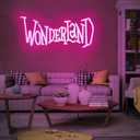 Wonderland Neon Signs Alice In Wonderland Neon Light for Wall Art Decor, Dimmable Pink LED Neon Lights for Bedroom Theme Hotel Bar Decorations Halloween Christmas Kids Gifts 7 * 16 IN