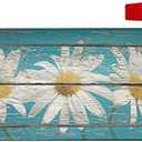 Sweetshow Rustic Spring Daisy Mailbox Covers Magnetic Standard Size 25.5x21 Inch Teal Old Wood Board Mailbox Decals Mailbox Wrap Post Letter Box Cover Mailbox Post Cover for Garden Yard Decor