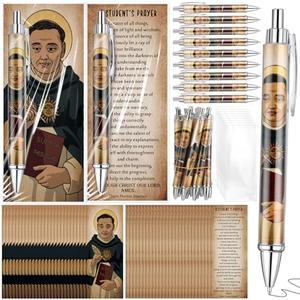 Weekgrat 30 Sets St Thomas Aquinas Prayer Gifts Ballpoint Pens and Prayer Card Saint of Students and Teachers Patron of Academics Gifts Prayer Board Church Supplies