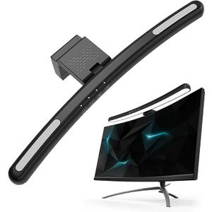 Curved Monitor Light Bar for 24-27 Inch Curved Screens Light Bar with 7 RGB, Stepless Dimming 3 Color Temperatures USB Powered Gaming Computer Light