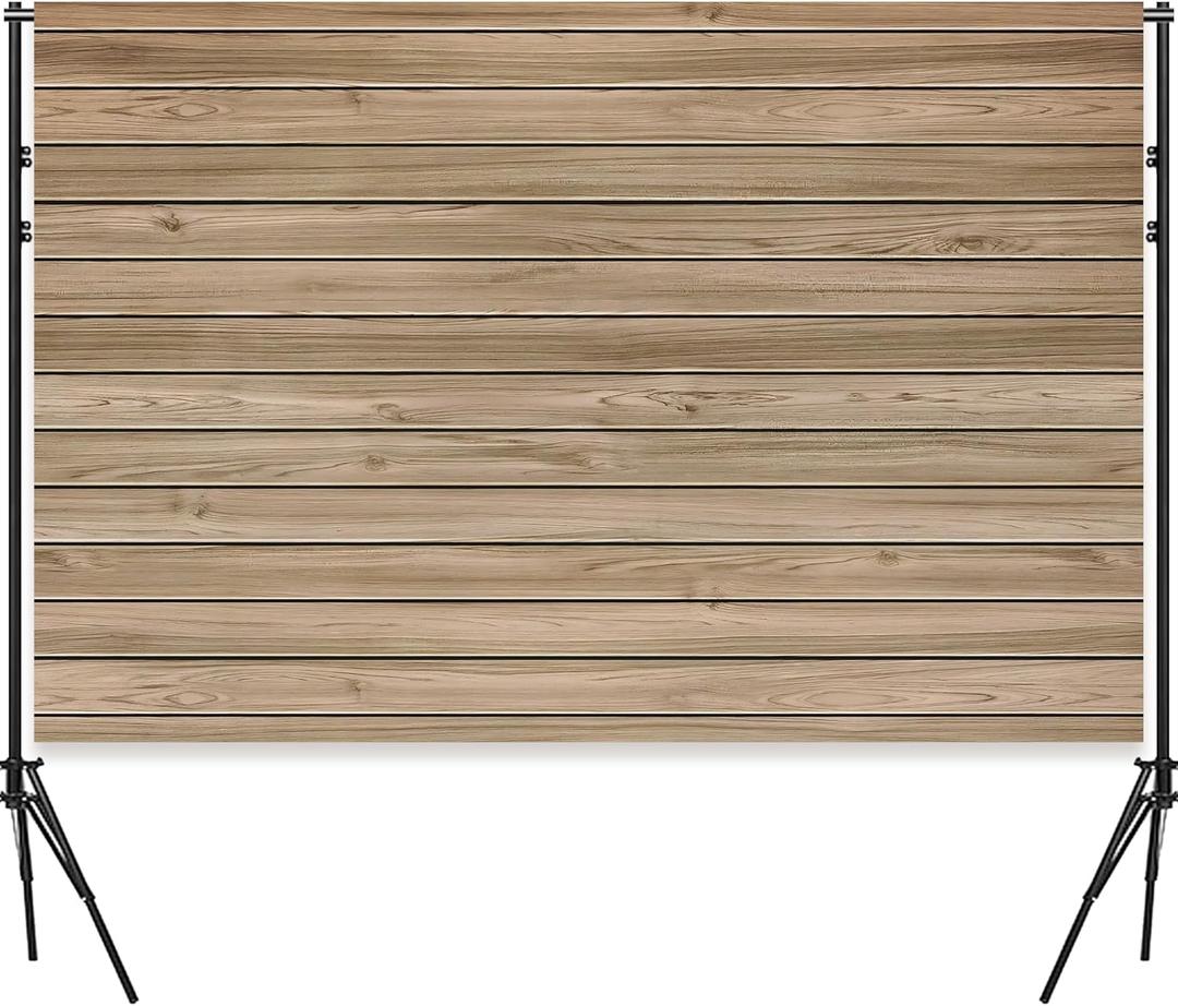10 x 6.5 Ft Wood Backdrop Rustic Wooden WallBrown Vintage Polyester Fabric Large Photo Background for Party Wedding Graduation Home Decoration Photo Booth Prop Banner