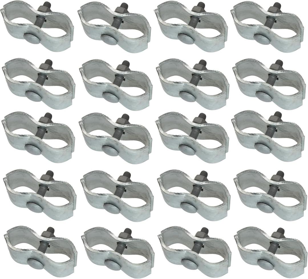 Plutreas Chain Link Fence Panel Clamps 1-5/8" Dog Kennel Panel Clamps for Round Pipe Panel Frame (Pack of 20)