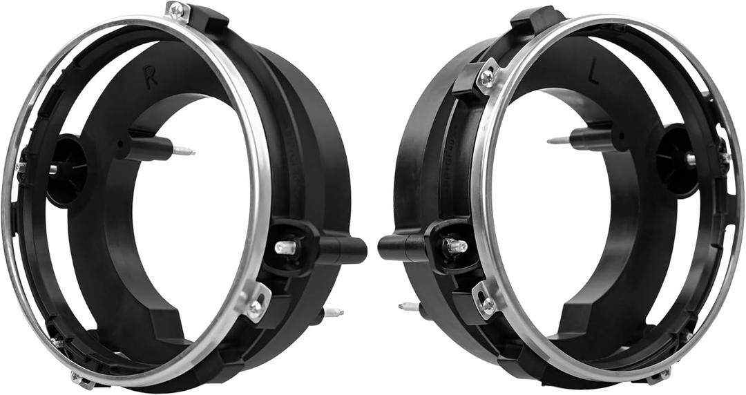 Headlights Bulbs Brackets Buckets, for 1997-2006 TJ Jeep Wrangler SE Base Sahara Unlimited Rubicon X AT Sport, Front Head Lights Bulbs Mounting Support Holder Buckets Pair Repalce 110383 110384
