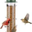 MIXXIDEA Finch Bird Feeder Hanging Metal Thistle Seed Feeder with 8 Feeding Ports Nyger Seed Feeder, Goldfinch Feeder for Outdoors Garden Green