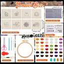 Preboun 8 Pcs Halloween Punch Needle Coaster Kit, Easy DIY Embroidery Halloween Punch Needle Kit for Beginners Adults, Includes Adhesive Felt, Yarns Hoop Tools Instruction