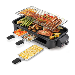 Pukomc Electric Indoor Grill,2 in 1 Indoor Grills for Kitchen with Grill Net & Non-Stick Cooking Removable Plate, Temperature Control, Dishwasher Safe, 1700W Black