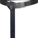 HiiFeuer Viking Embossed Buckle Belt, Nordic Faux Leather Knight Belt, Retro Medieval Warrior Belt for LARP Cosplay Halloween
