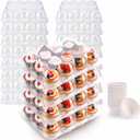 12 Count Cupcake Containers 12 Pack Cupcake Holders Plastic Stackable Cupcake Boxes with Detachable Tall Dome Lids and 144 Liners for 144 Cupcakes, BPA Free, Standard Size