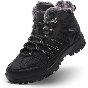 Littleplum Snow Boots for Women-Warm Fur Line Anti Slip Womens Winter Boots-Fashion Ankle Booties Sneakers for Outdoor Hiking (6, All Black)