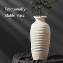 Vaseking Ceramic Natural Rustic Vase, 14.4 Inch Large Vintage Flower Threaded Decorative Farmhouse Tall Vase for Home Decor, Living Room, Shelf Decor, Wedding, Housewarming Gift, Off-White