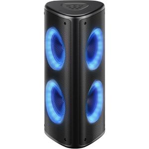 Fisher Portable Bluetooth Speakers, Stereo Speakers Bluetooth Wireless System, Quad Triangle 6.5" Dual 40W Peak Power, Bluetooth Speakers with RGB Color, Rechargeable, TWS, USB, FM Radio, Use Anywhere