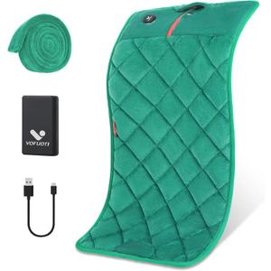 Vofuoti Portable Heating Pad, Cordless Weighted Heating Pads with Battery and 3 Heat Settings, Electric Heated Pad for for Back, Abdomen, Neck & Shoulder, Women Men, 12" x 24" (Green)