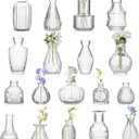 18 Piece Bud Vases Set for Centerpieces, Mini Clear Glass Vases for Wedding & Anniversary Decor, Small Vintage Vases for Flowers, Home Table Decor (Shower Room, Birthday, Propagation) 