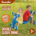 Swurfer Glider Swing for Kids - Outdoor Dual Swingset for Backyard Playset, Back-to-Back Swingset Accessories, Kids Outdoor Play Equipment, Heavy Duty, Easy Install, Up to 150lbs, Age 3+, Blue/Orange