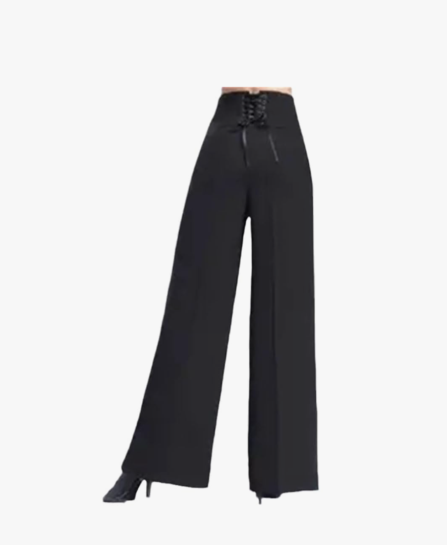 Ownwfeat Women's Latin Pants Dancing Wide-Leg Pants 
