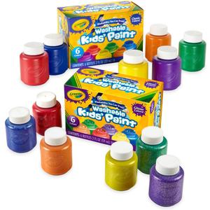 Crayola Washable Kids Paint Set (12ct), School Supplies, Classic and Glitter Paint for Kids, Classroom Arts & Crafts, Toddler Painting Kit, Gifts, Ages 3+ 