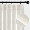 MIULEE Pinch Pleated Natural Linen Curtains 92 Inches Long 2 Panels for Bedroom Living Room, Soft Thick Linen Textured Window Drapes Back Tab Hooks Semi Sheer Light Filtering Neutral Farmhouse Cream