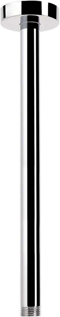 Ceiling Mounted Shower Arm, Rain Shower Extension Arm with Flange and Teflon Tape Stainless Steel Ceiling Mount Shower Extender for Fixed Shower Head (12 Inch, Chrome)
