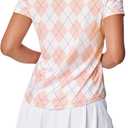 BGOWATU Women's Short Sleeve Golf Tennis Polo Shirts V Neck Collared Workout Tops UV Protection Dry Fit (L)