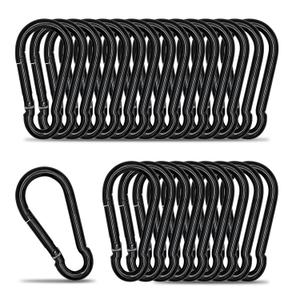 KINLINK 25 Pack Black Carabiner Clip, 1.97 inch Heavy Duty Spring Snap Hook, Small Caribeener Clips for Outdoor Camping, Swing Set, Hammock, Hiking Travel, Fishing, Quick Link Keychain
