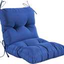 Outdoor Indoor Seat/Back Chair Tufted Cushion,All-Weather Patio Chair Cushion with Ties,for Patio Furniture,Navy Blue