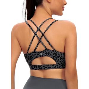 RUNNING GIRL Sports Bras for Women,Padded Sports Bra Tank Top Sexy Crisscross Back High Impact Longline Workout Yoga Bra (Gray, XXXL)