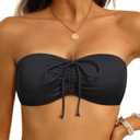 Tempt Me Women Bandeau Bikini Top Strapless Swim Tops Tube Halter Swimsuit Top Only (Small, Black)