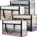 60L Clear Storage Bags Plastic Blanket Storage Bag Foldable Moving Organizers Containers with Zipper for Bedding Blanket Clothes Under Bed Holder - 4 Pcs