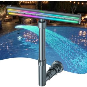 UIRWAY Solar Pool Fountain F5 Pro, Dual Light Strip 52 Ultra-Bright LEDs Unique Design, 10 Colors Pool Lights with 4 Modes, Remote Control, Adjustable Spray, Pool Fountain for Above & Inground Pools