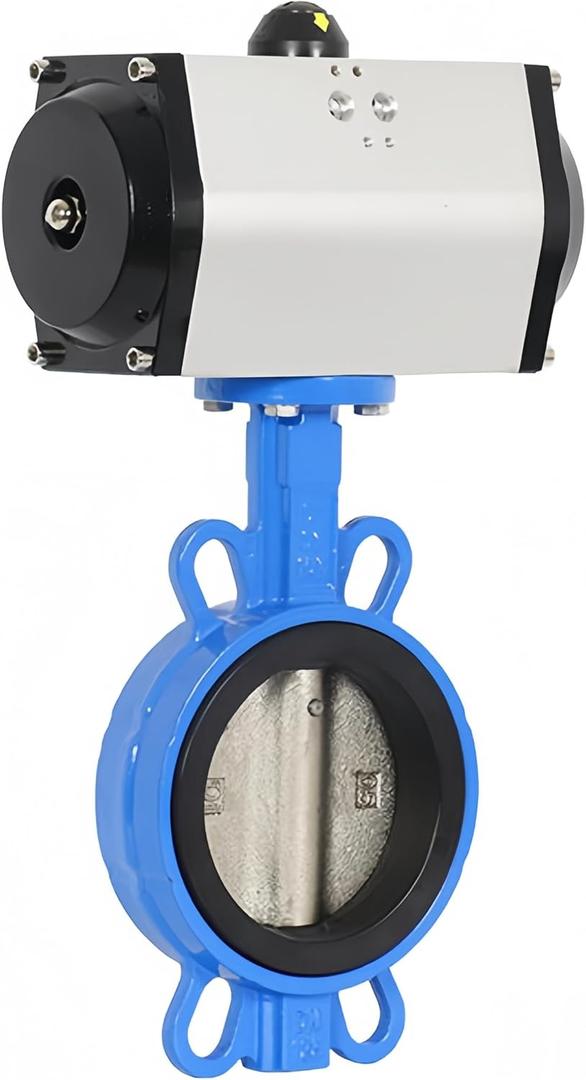 DN125mm Wafer Type Pneumatic Butterfly Valve PTFE sealing 5 Inch with Stainless Steel 304 Plate