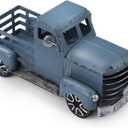 Blue Truck Decor Metal Small Cute Farm Car Decor Vintage Tree Flowers Handcrafted Decor Blue Metal Car Gift Boxes Pickup Truck Model