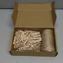 Small Clothes Pins for Photos,100PCS Mini Wooden Clothes Pins with 328 Feet Jute Twine,1.4 inch Tiny Clothes Pins for Photos,Crafts,Hanging Pictures,Baby Shower,Clip Photo Holders (Brown)