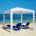 CoolCabana Beach Shade Tent - Easy Setup, UPF 50+ Protection, Large & Medium Sizes, Compact & Wind Resistant - Beach Cabana for The Whole Family - Beige Stripes, Large, 64ft2 - 8' x 8'